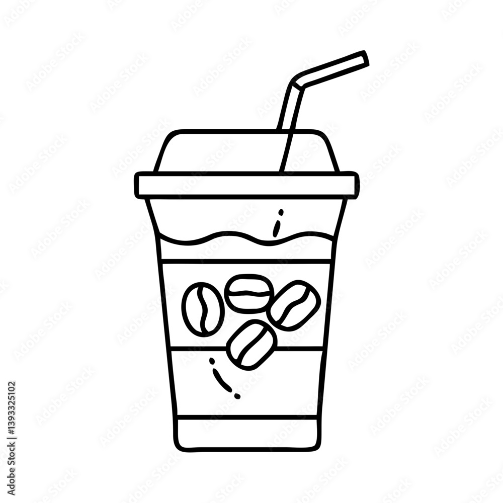 iced coffee icon, iced coffee line art - simple line art of iced coffee, perfect for iced coffee logos and icons iced coffee icon, iced coffee line art - simple line art of iced coffee, perfect for iced coffee logos and icons