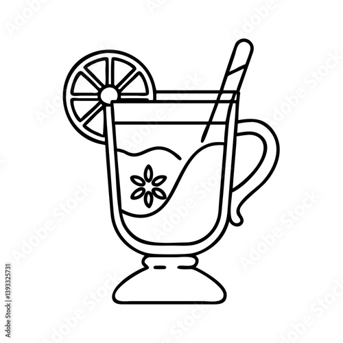 mulled wine icon, mulled wine line art - simple line art of mulled wine, perfect for mulled wine logos and icons