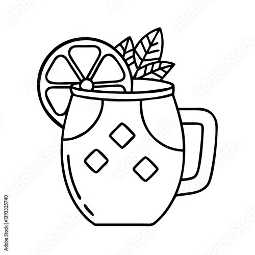 moscow mule in copper mug icon, moscow mule in copper mug line art - simple line art of moscow mule in copper mug, perfect for moscow mule in copper mug logos and icons