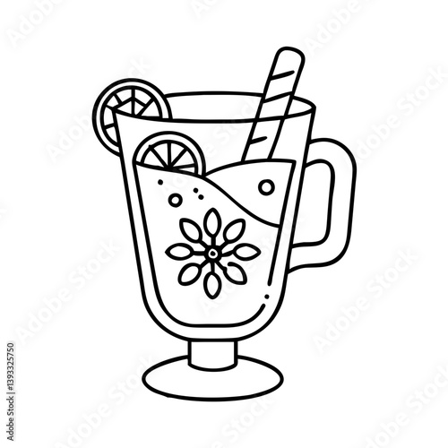 mulled wine icon, mulled wine line art - simple line art of mulled wine, perfect for mulled wine logos and icons
