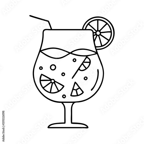 sangria glass icon, sangria glass line art - simple line art of sangria glass, perfect for sangria glass logos and icons