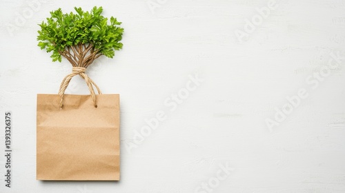 Plant in a bag on a textured background.