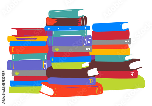 Stack of office folders isolated on white background. Pile of folders for papers in a flat style. Paper work. Vector illustration.