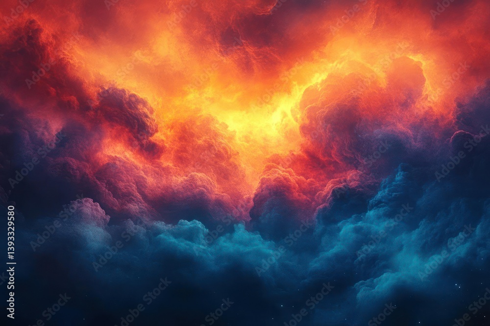 Fototapeta premium Fiery, celestial clouds meet a dark sky