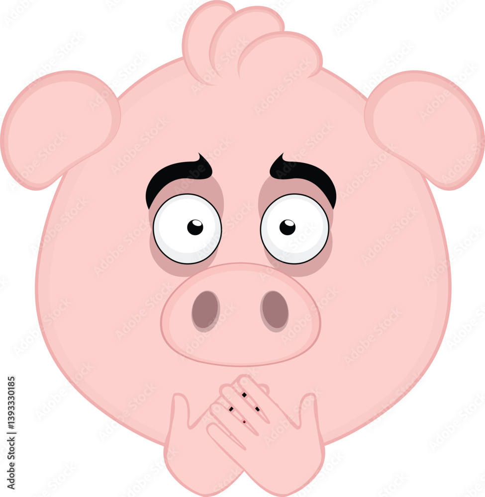 vector illustration emoji character face pig cartoon, covering its mouth with its hands, in concept of making silence or keeping quiet vector illustration emoji character face pig cartoon, covering its mouth with its hands, in concept of making silence or keeping quiet