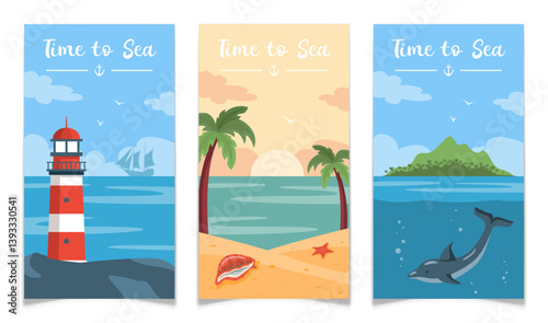 Time to Sea Banner Collection, Tropical Vacation.