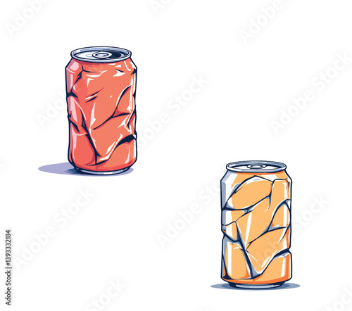 Vsai two crushed soda cans representing recycling and waste