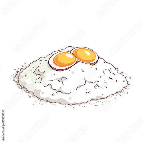 Vsai delicious steamed rice with two sliced boiled eggs on top