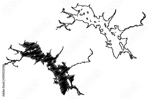 Lake Porttipahta Reservoir (Republic of Finland) map vector illustration, scribble sketch map