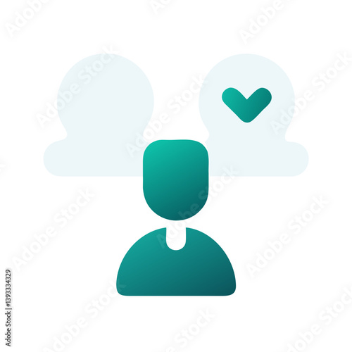 Flat icon of user figures with a check mark, symbolizing mindful decision-making, ethical choices, and eco-conscious behavior.
