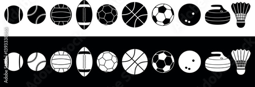 Sports ball set. Isolated sports ball on white background