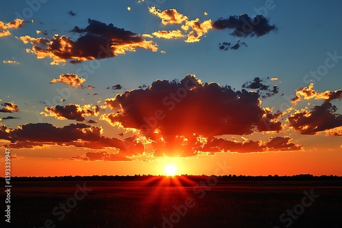 A beautiful sunset illuminating the sky with radiant warm orange hues