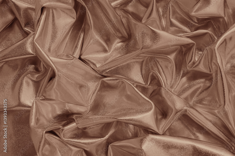 Light pastel dusty pale brown sepia beige nude peach rose white abstract background. Silk satin fabric. Silky shine glitter. Soft folds draped. Elegant luxury festive romantic. Mocha Mousse color 2025