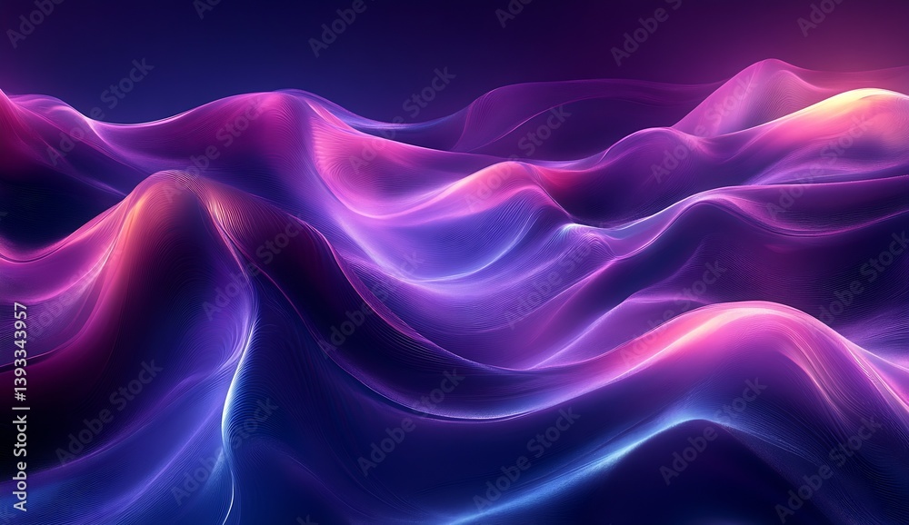 Fototapeta premium Breathtaking digital waves in radiant pink and blue colors flowing seamlessly across the frame : Generative AI