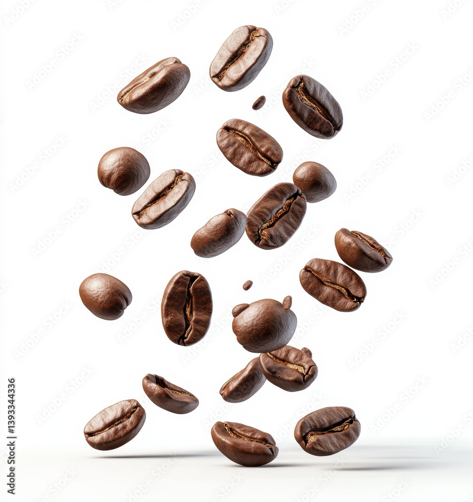 Naklejka premium Falling Coffee Beans - A Stunning Visual