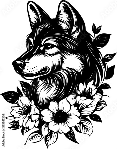 Wallpaper Mural wolf, animal, head, vector, dog, tattoo, illustration, wild, black, cat, cartoon, face, lion, mammal, mascot, white, wildlife, predator, tiger, canine, isolated, art, symbol, nature, silhouette Torontodigital.ca