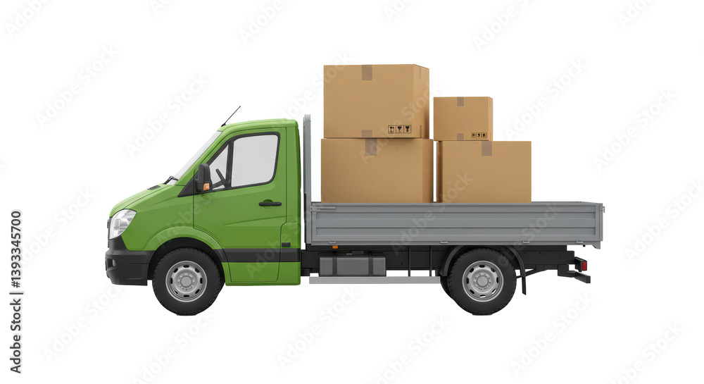 Isolated Delivery Truck Loaded with Cardboard Boxes Isolated Delivery Truck Loaded with Cardboard Boxes