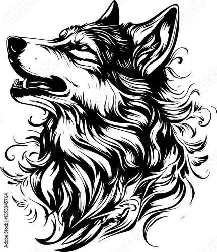 Wallpaper Mural wolf, animal, head, vector, dog, tattoo, illustration, wild, black, cat, cartoon, face, lion, mammal, mascot, white, wildlife, predator, tiger, canine, isolated, art, symbol, nature, silhouette Torontodigital.ca