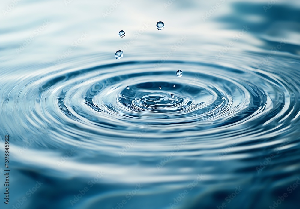 Water Ripples Captivating Closeup of Water Droplets Creating Circular Waves on a Blue Surface : Generative AI Water Ripples Captivating Closeup of Water Droplets Creating Circular Waves on a Blue Surface : Generative AI