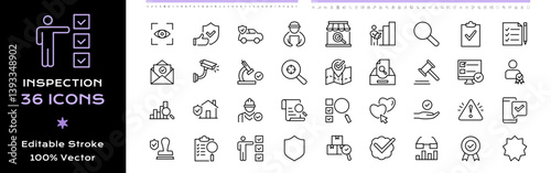 Inspection Line Icons - Editable Simple Vector Design Stroke 