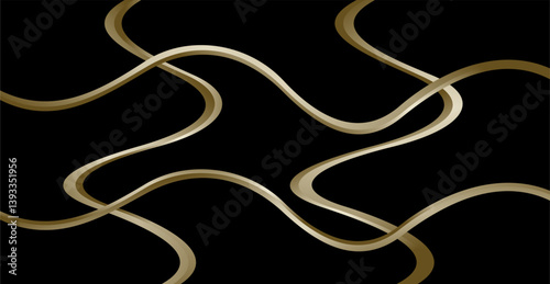 gold curved lines arranged repeatedly isolated in black as an inspiration for pure art design and applied art design