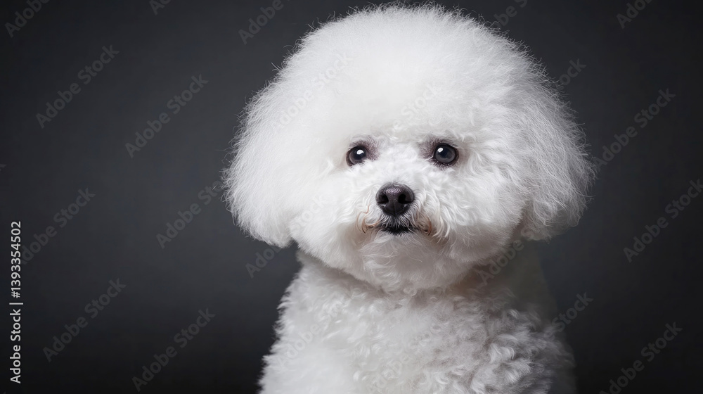 Bichon frise dog posing in studio setting for pet portraits or animal photography Bichon frise dog posing in studio setting for pet portraits or animal photography