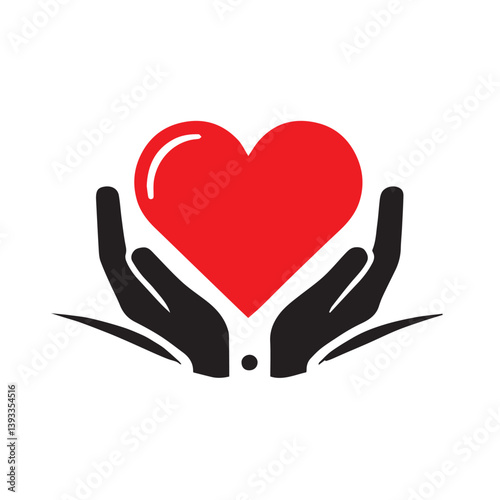 A red heart with wings, a symbol of romantic love and passion, is held in a hand, a vector illustration perfect for Valentine's Day design