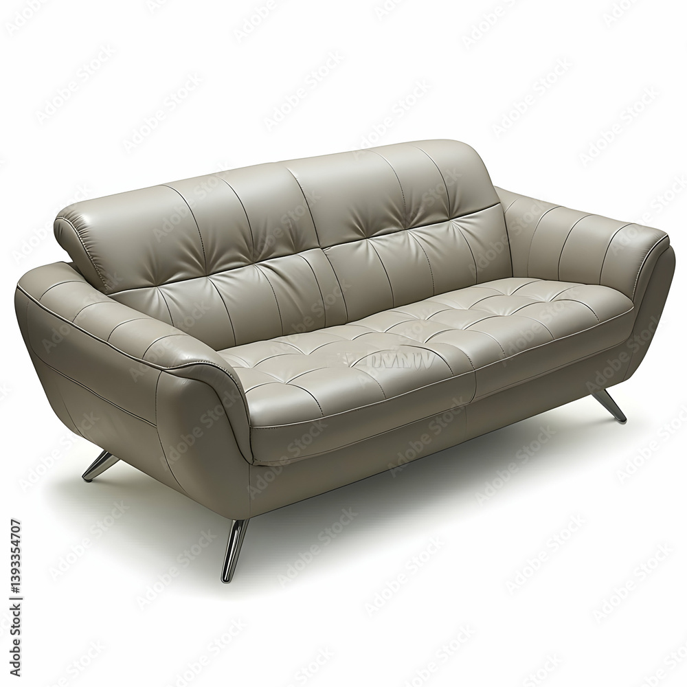 Obraz premium Modern light gray leather sofa, studio shot
