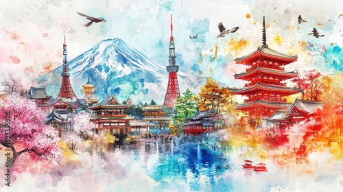Wallpaper Mural Japan abstract watercolor background Torontodigital.ca