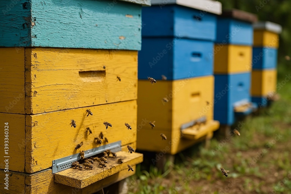 bee hives in the field bee hives in the field