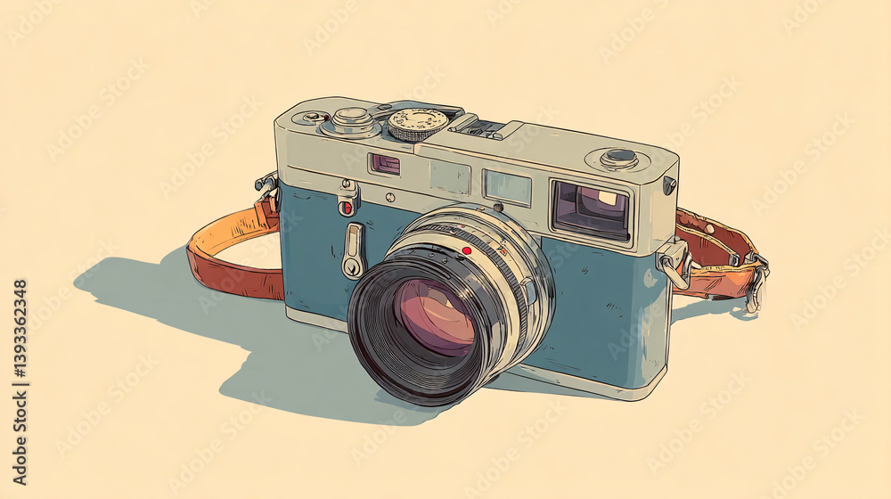 Fototapeta premium A film camera containing a partially used roll of film, used for traditional, non-digital photography. 