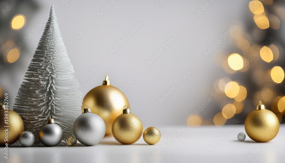 merry christmas background with golden balls and silver tree merry christmas background with golden balls and silver tree