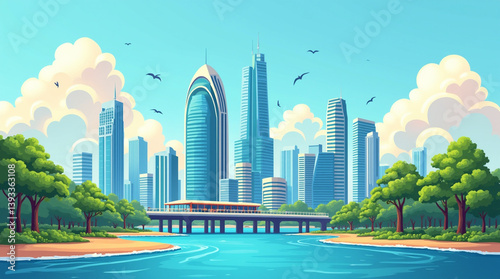 A dynamic illustration of Mumbai city, Navi Mumbai illustration image.