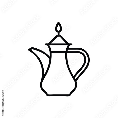 Arabic Coffee Pot Dallat Silhouette Middle Eastern Tradition Icon Illustration