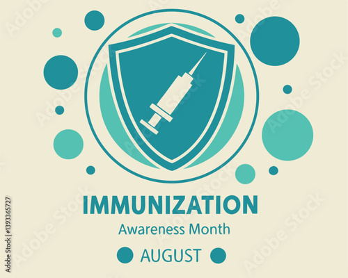 Immunization Awareness Month in August: Shield with Syringe for Protection.