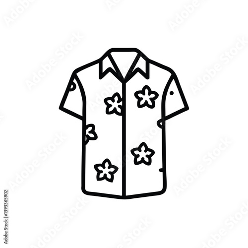 Hawaiian Shirt With Floral Design Icon Illustration For Summer Apparel