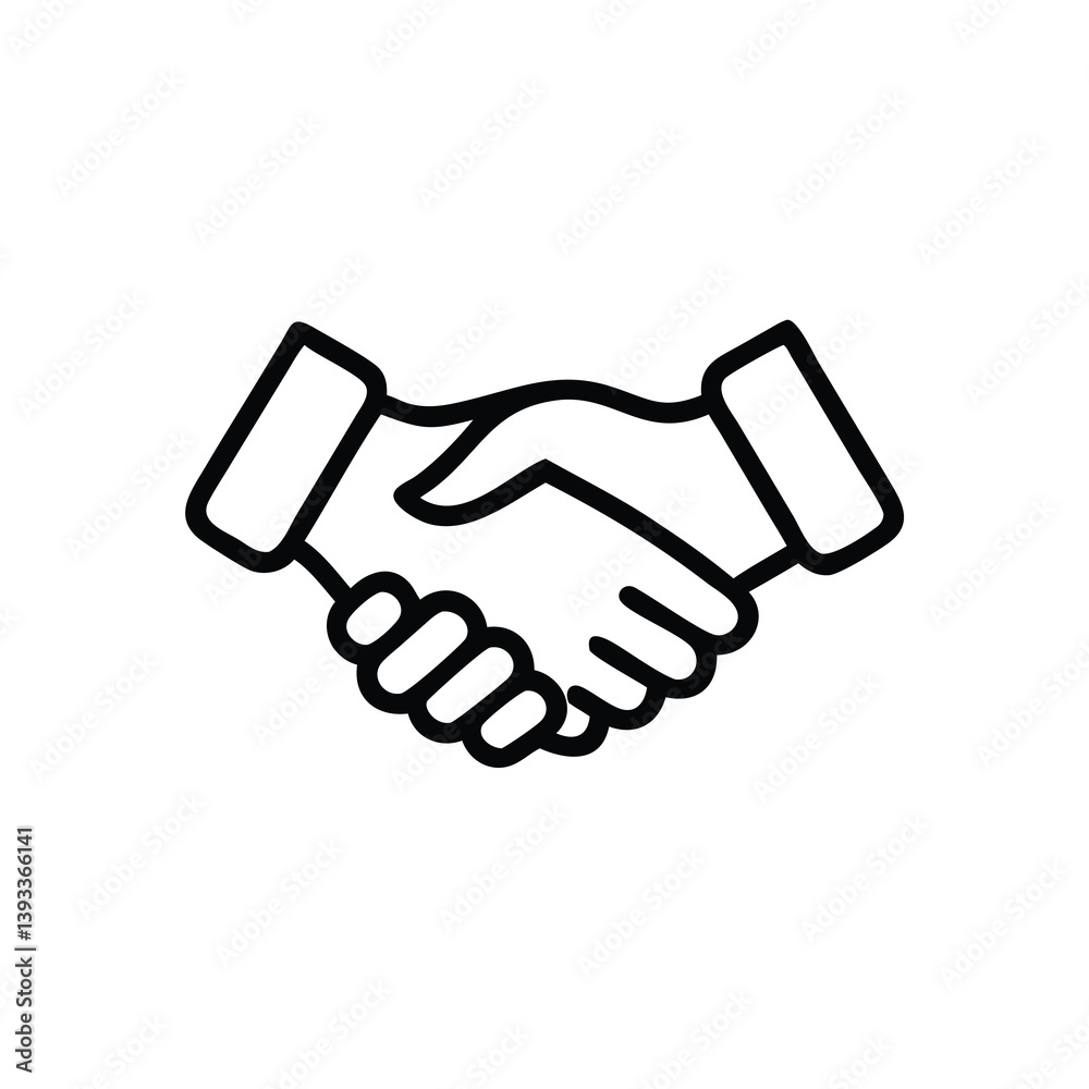 Black Line Art Handshake Icon Represents Agreement Partnership And Business Deal Black Line Art Handshake Icon Represents Agreement Partnership And Business Deal
