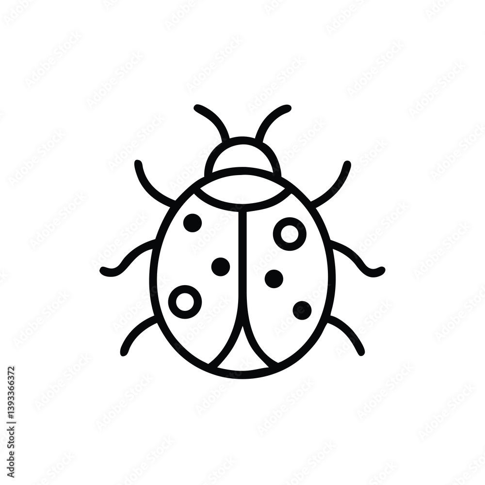 Ladybug Line Art Simple Insect Illustration Minimalist Design Element Isolated Ladybug Line Art Simple Insect Illustration Minimalist Design Element Isolated