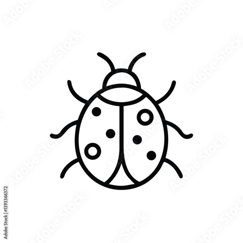 Ladybug Line Art Simple Insect Illustration Minimalist Design Element Isolated
