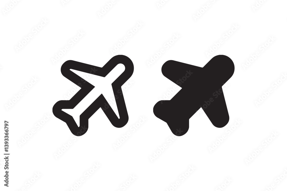 Fototapeta premium Airplane icons in black and white style Vector