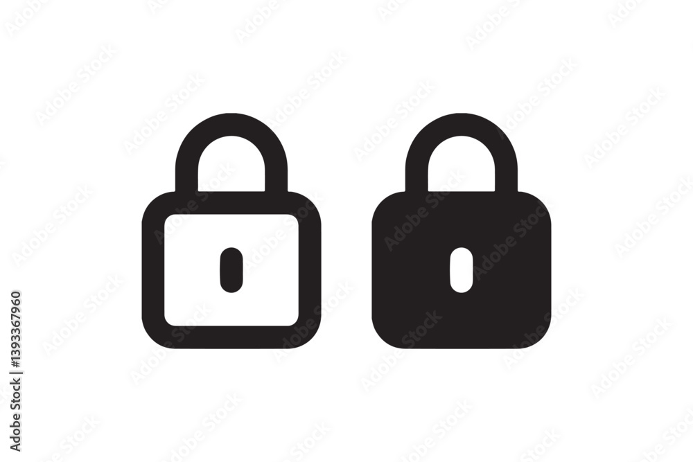 Padlock icons in outline and solid style Vector Padlock icons in outline and solid style Vector