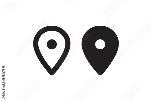 Map location pin icons outline and solid Vector