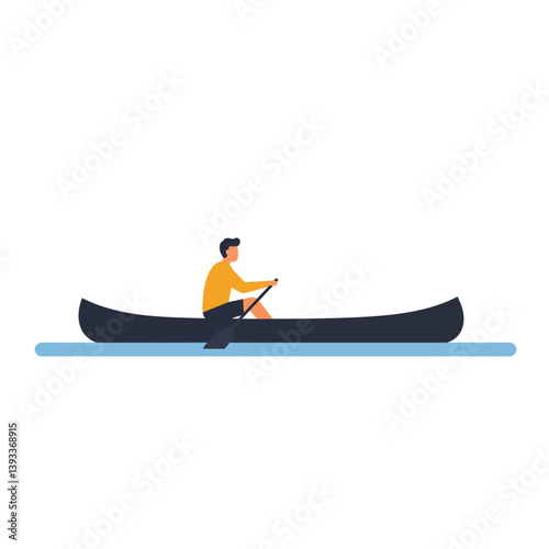 Canoeing person in action with minimal design style vector art
