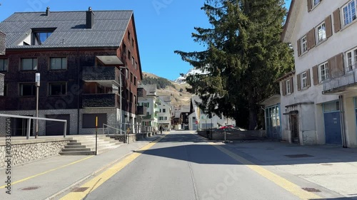 Mountain village of Andermatt in Switzerland, Alps and Swiss landscape