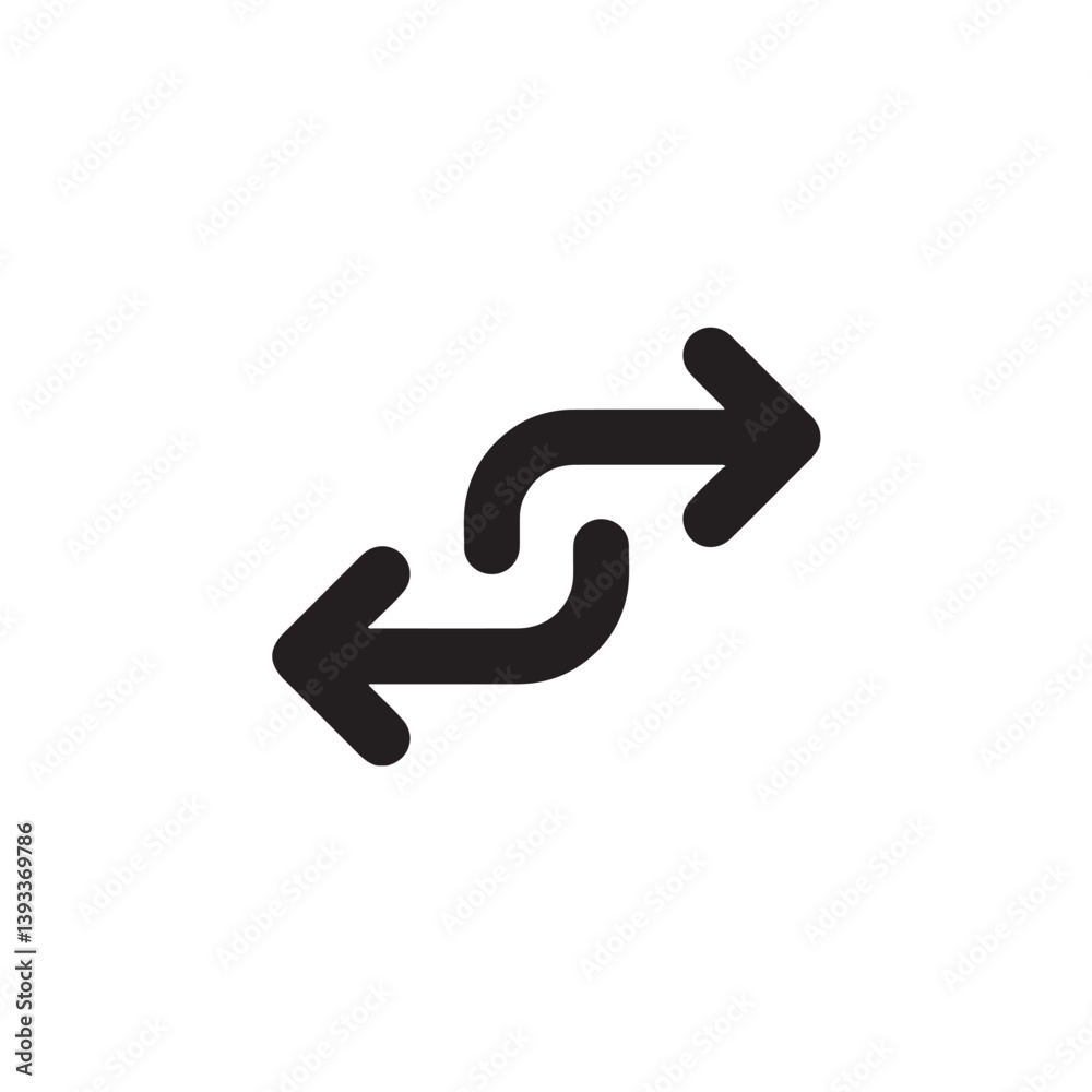 Two curved arrows icon for shuffle or repeat Vector Two curved arrows icon for shuffle or repeat Vector