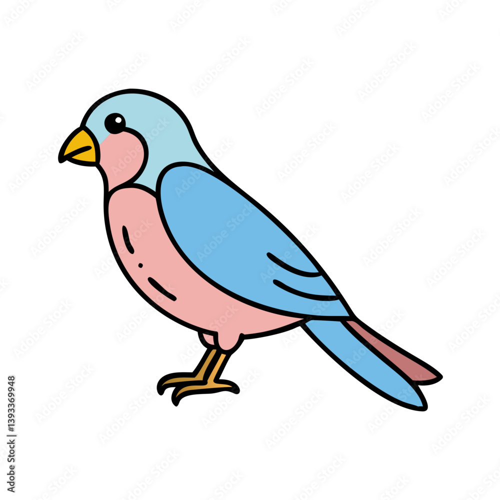 Fototapeta premium Cute cartoon bird illustration vector design for kids coloring and drawing art on transparent background