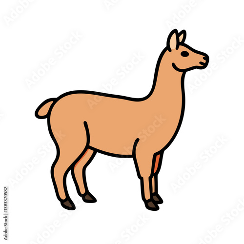 Illustration of a cute llama alpaca vicugna guanaco camelid drawing vector art on transparent background