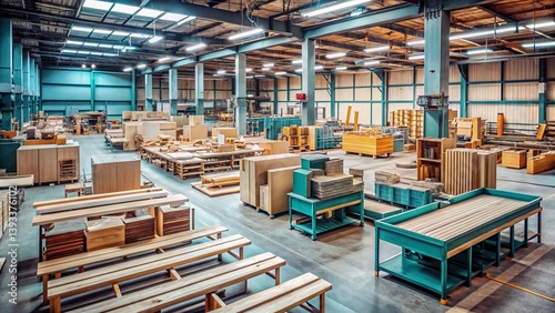 Obraz na płótnie Industrial Furniture Factory A Symphony of Precision and Production in a Minimalist Setting Capturing the Dynamic w salonie
