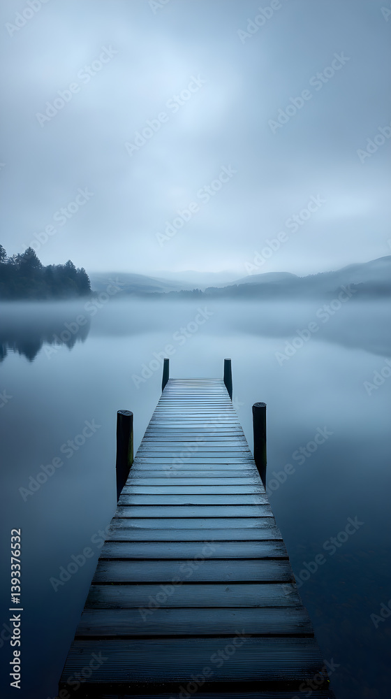 Ethereal Drift: Mist Over Lake Merging with Sky in a Tranquil Illusion Ethereal Drift: Mist Over Lake Merging with Sky in a Tranquil Illusion