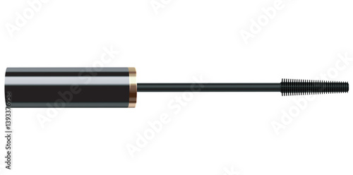Realistic Mascara Brush, Black Wavy Style Cosmetic Object Vector Illustration.	